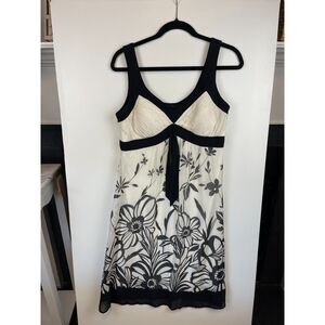 Sangria Black White Floral Sleeveless Dress - Size 10 Y2K babydoll vintage 90's